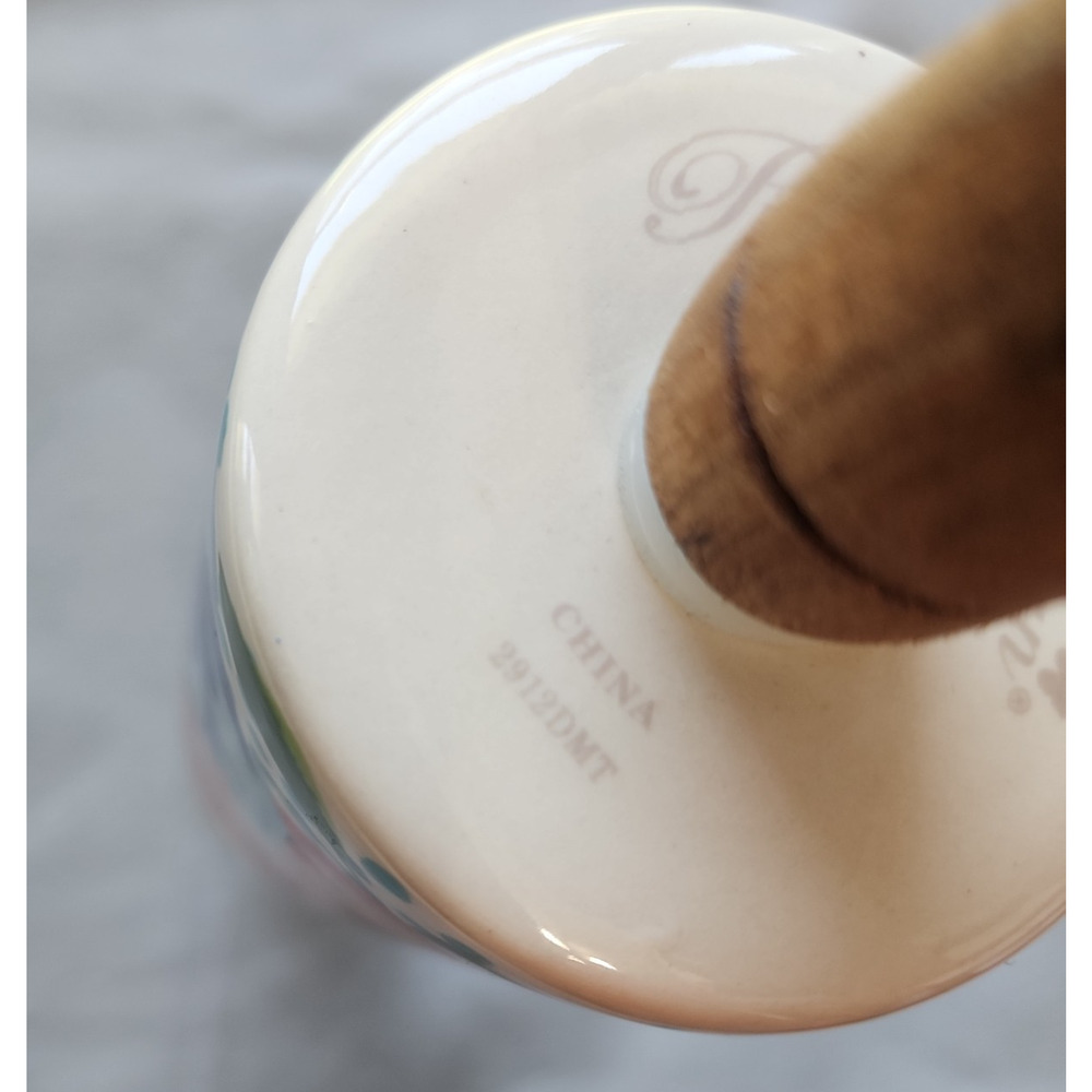 Pioneer Woman Rolling Pin Spring Melody Ceramic Floral Acacia Wood Handles 18in - Picture 6 of 8